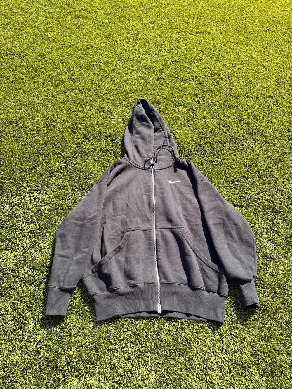 Nike Black Hooded Zip Sweatshirt with Swoosh Tag